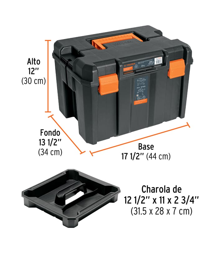 Caja de Herramientas Plástica 17" x 12" Truper CHA-1712 - Imagen 3
