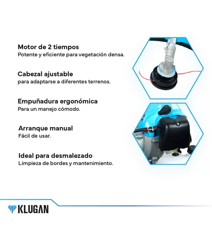 Desmalezadora a Explosión Naftera Motoguadaña 2Hp 52 CC Klugan MDN52 - Imagen 3