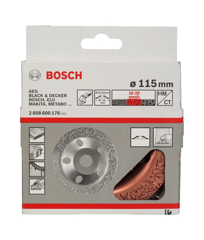 Disco Plano Tungsteno Desbaste Escofina Madera Grano Medio Para Amoladora 115mm Bosch - Imagen 2