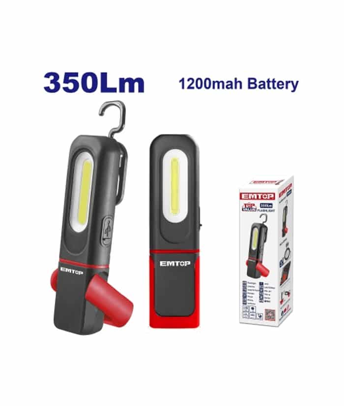 Linterna Compacta Luz Led Industrial de Trabajo Mecánico Mecánica Recargable A Batería Inalámbrica 350 Lumenes Emtop ET-EMFL7508 - Imagen 2