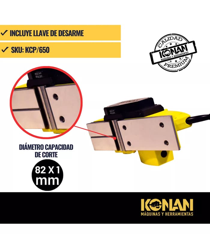 Cepillo Cepilladora Garlopa Rebajadora de Mano Eléctrica Eléctrico 650W Konan KCP/650 - Imagen 6