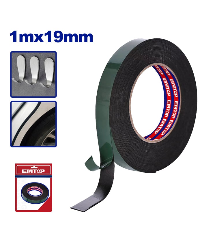 Cinta Aislante Doble Faz Autosoldable 19mm x 1mts Emtop EMPN8K19