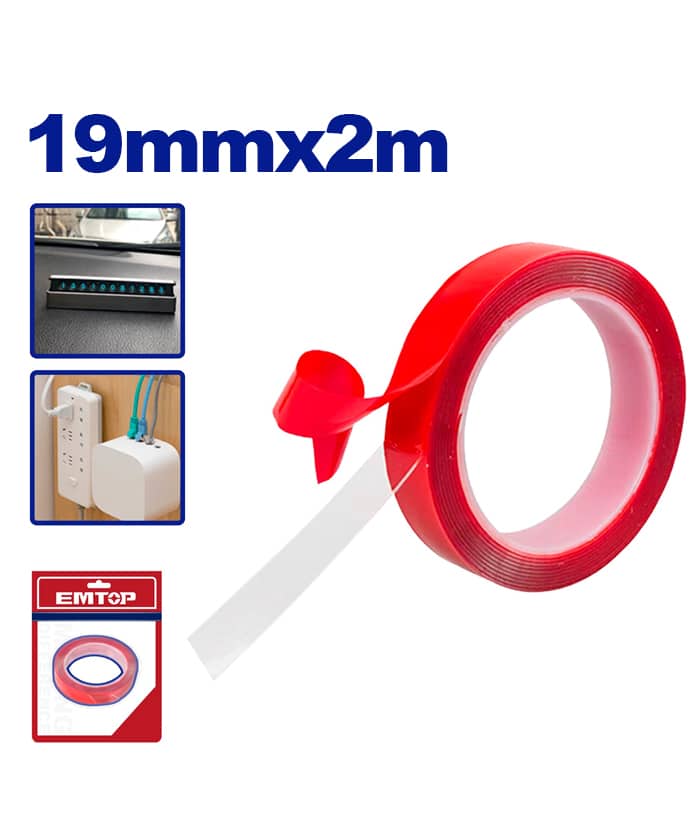 Cinta Elástica VHB Multiuso Doble Faz Fas 19mm x 2mts Emtop EMPN9K19