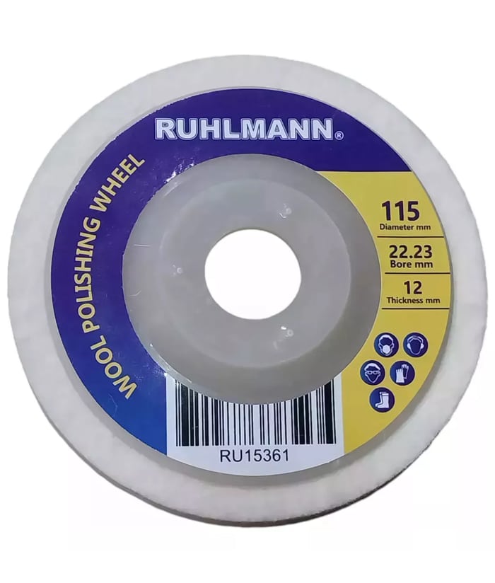Disco Fieltro Pulido Plano Para Pulir Acero Inoxidable Hierro Vidrio Mármol Granito 115mm Ruhlmann RU15361