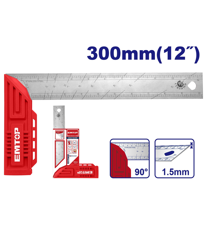 Escuadra 12" 300mm Hoja 1.5 x 40mm Inoxidable Emtop ESRR30001