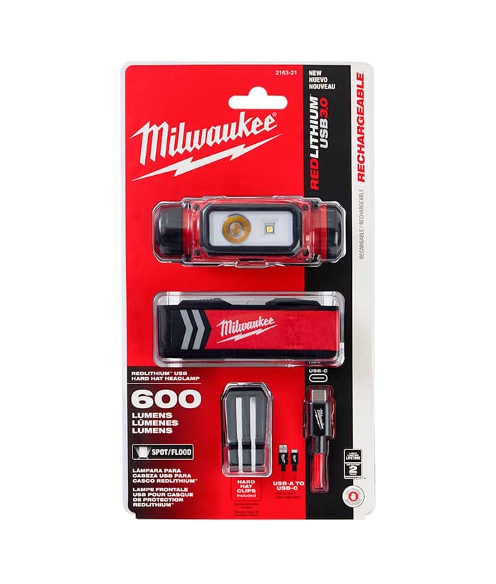 Linterna Luz Lámpara Led Frontal Vincha Minero de Cabeza 600lum Recargable USB REDLTHIUM™ Milwaukee Rojo/Negro 2163-21 - Imagen 3