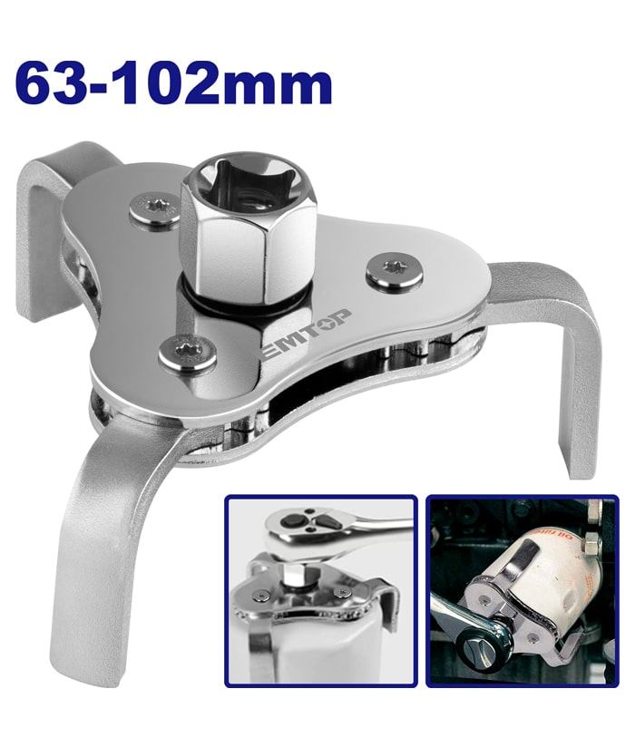 Llave Para Saca Filtro 3 Patas 63 - 102mm Emtop Rojo/Azul EMUL1401