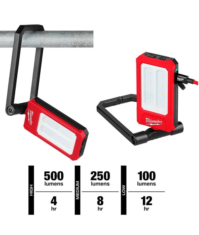 Reflector Linterna Luz Lámpara Led de Trabajo a Batería Inalámbrica Magnética 500 Lúmenes USB REDLTHIUM™ Milwaukee Rojo/Negro 2013R NUEVO! - Imagen 6