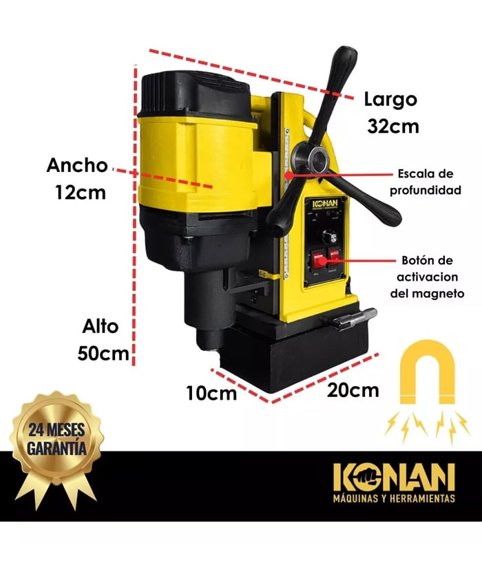 Taladro Eléctrico Base Magnética 1400W 28mm Konan KTBM/1400 - Imagen 5