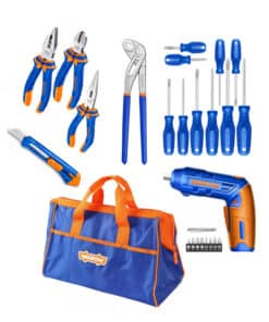 Juego Set Kit Kit Atornillador A Batería + Bolso + Pinzas + Alicate + Cutter + Pico Loro + 10 Destornilladores