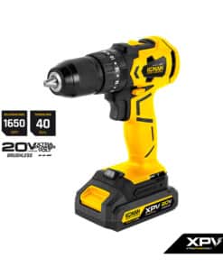 Taladro Atornillador de Impacto a Batería Inalámbrico 40Nm 13mm 20V Motor Brushless + 2 Baterías 2.0Ah Amper + Cargador + Portabrocas + Maletín Konan #KM1320BVT