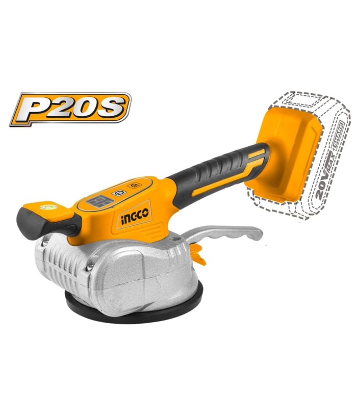 Vibradora Ventosa a Batería Inalámbrica 20V Para Baldosas Azulejos Cerámico Ingco Naranja/Amarillo CTVLI2010