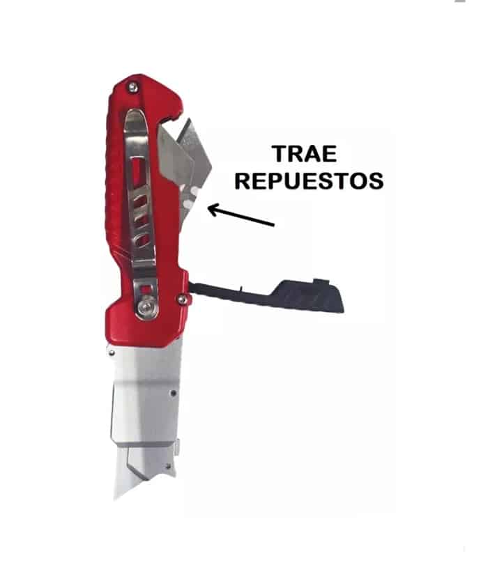 Cutter 2 En 1 Trapezoidal y Scraper Plegable 59mm de Aluminio Ruhlmann RU15001 - Imagen 3