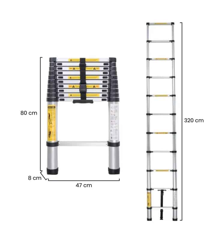 Escalera Telescópica de Aluminio de 11 Escalones 3.2mts KLD 1930 - Imagen 2