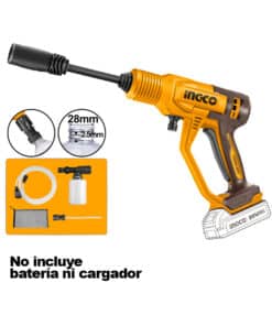 Hidrolavadora a Batería Inalámbrica 24.8bar 20V + Accesorios Ingco Naranja/Amarillo CPWLI2036