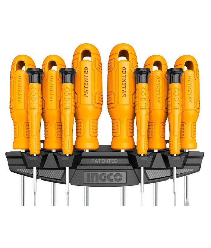 Juego Set Kit Destornilladores y Destornilladores Perilleros de Precisión x 10pzs Ingco Naranja/Amarillo HKSD1058 - Imagen 2