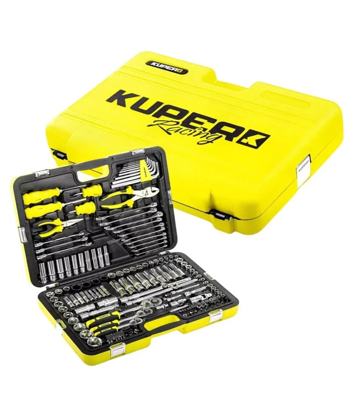 Juego Set Kit Maletín Caja con Tubos Bocallaves Herramientas x 150 Piezas Racing Kuper KUP150