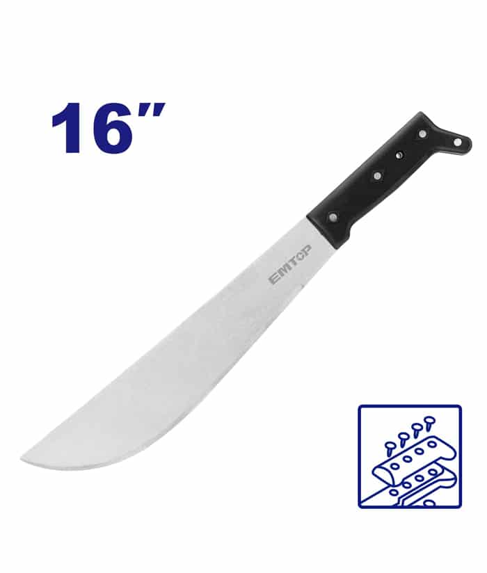 Machete Estándar 16" 400mm Mango Remachado Hoja de 1.9mm Emtop EMNU0116