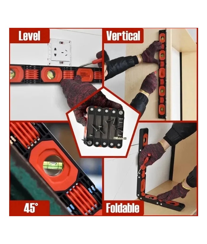 Nivel de Mano Burbuja Plegable Articulado Multifunción 5 Caras 60cm Ruhlmann RU55050 - Imagen 3