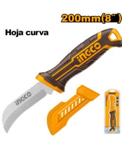 Cuchillo Navaja Pelacable Hoja Curva 200mm Acero Inoxidable Ingco HPK82001