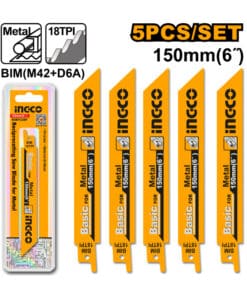 Juego Set Kit 5 Hojas de Sierra Caladora Para Metal 6" 150mm Ingco RSB922EF