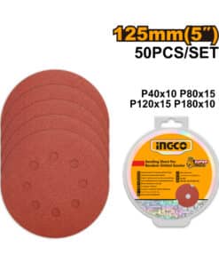 Juego Set Kit 50 Lijas Velcro Para Lijadora Orbital 125mm Granos Surtidos Abrojo Ingco AKRS1250511