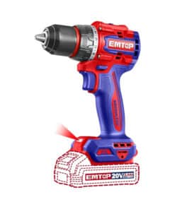 Alternative view of Taladro Atornillador Percutor a Batería Inalámbrico 55Nm 13mm 20V Motor Brushless Sin Carbones Compacto Emtop Rojo/Azul ECIDL205581