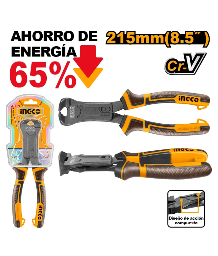 Tenaza Carpintero Corte Frontal Combinado 8.5" 215mm Ingco HCECP58200