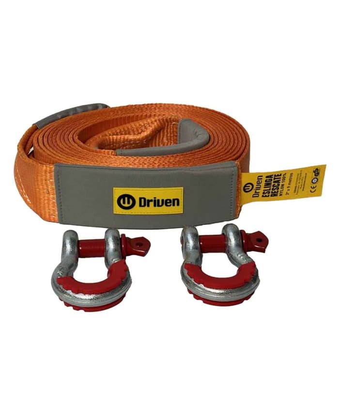 Eslinga Rescate 3" x 9mts Con Grilletes Naranja Driven ER76900/NK - Imagen 3