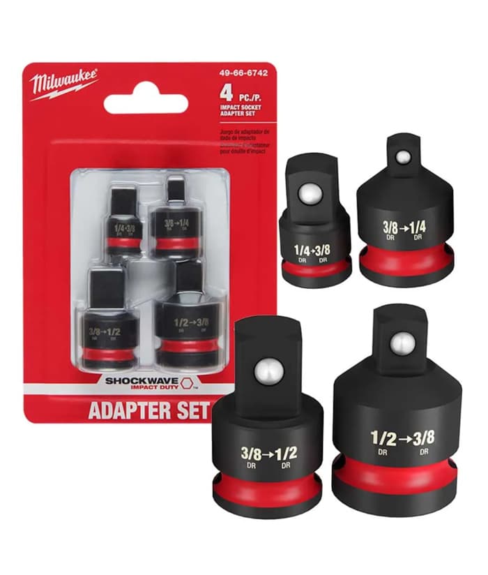 Juego Set Kit Adaptadores de Impacto 1/2″ 3/4″H x 3/4″ 3/8″ 1/2″M Milwaukee 49-66-6742