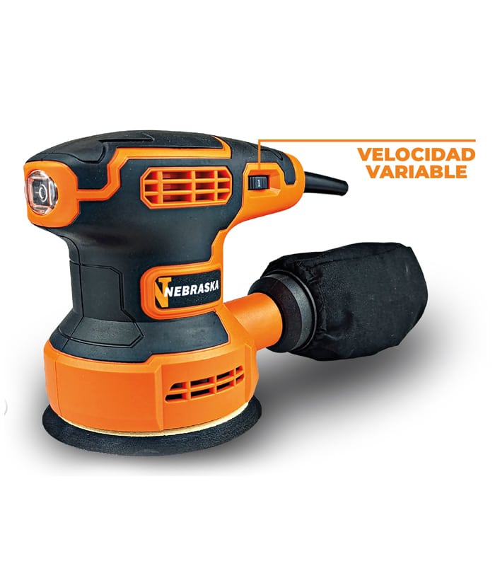 Lijadora Roto Orbital Eléctrica 350W 125mm Nebraska Naranja/Negro NEMELO08350