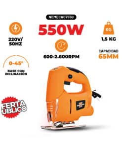 Alternative view of Sierra Caladora Eléctrica 550W Nebraska Naranja/Negro NEMECA07550