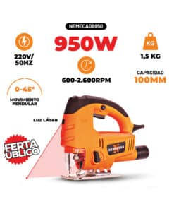 Alternative view of Sierra Caladora Eléctrica 950W Nebraska Naranja/Negro NEMECA08950