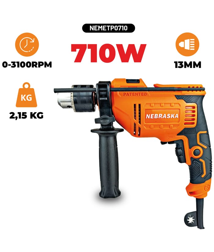 Taladro Percutor Eléctrico 710W 13mm Nebraska NEMETP0710 - Imagen 2