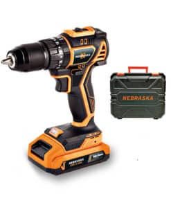 Taladro Percutor a Batería Inalámbrico 13mm 50Nm Motor Brushless + Batería 1.5Ah Amper + Cargador + Maletín Nebraska Naranja/Negro NOPTP20B