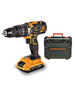 Taladro Percutor a Batería Inalámbrico 13mm 60Nm + Batería 1.5Ah Amper + Cargador + Maletín Nebraska Naranja/Negro NOPTP20M