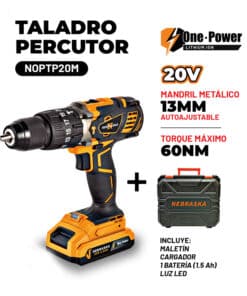 Alternative view of Taladro Percutor a Batería Inalámbrico 13mm 60Nm + Batería 1.5Ah Amper + Cargador + Maletín Nebraska Naranja/Negro NOPTP20M