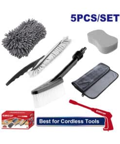 Juego Set Kit Accesorios Cepillos Para Limpiar Detailing Hidrolavadora Emtop Rojo/Azul EMGF0015