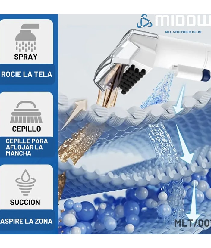Aspiradora Eléctrica Lava Tapizados 600W Midow MLT001 - Imagen 3