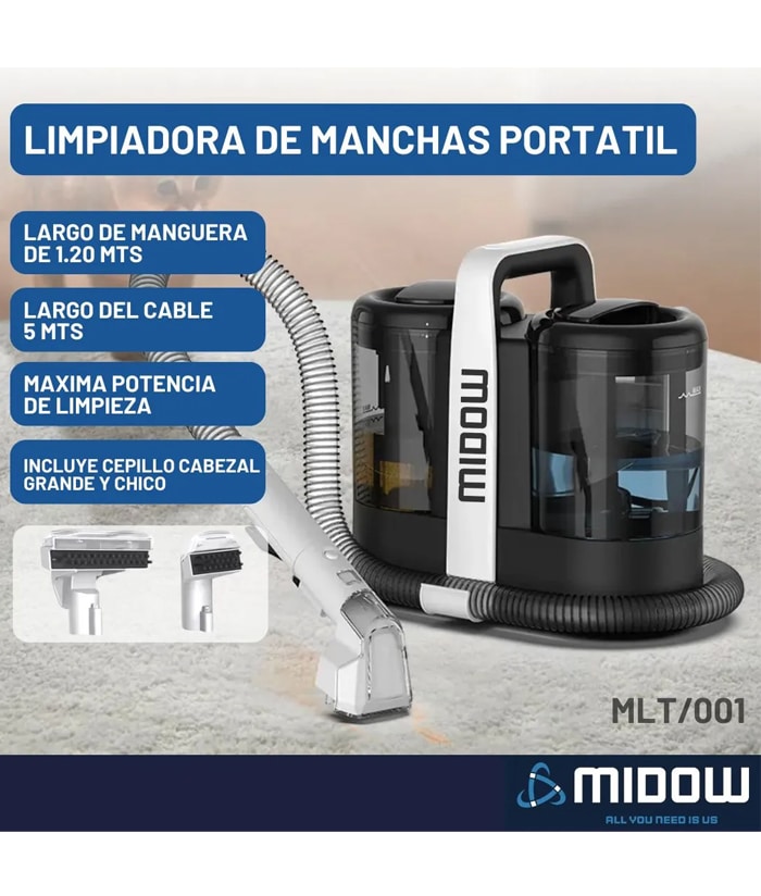 Aspiradora Eléctrica Lava Tapizados 600W Midow MLT001 - Imagen 4