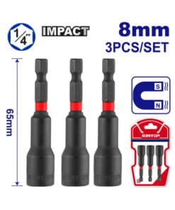 Juego Set Kit Boquillas Magnéticas de Impacto 8mm 1/4″ Emtop Rojo/Azul EMNS0831
