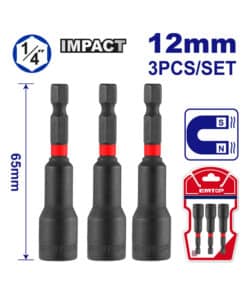 Juego Set Kit Boquillas Magnéticas de Impacto 12mm 1/4″ Emtop Rojo/Azul EMNS1232