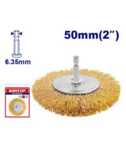 Cepillo Circular Plano 50mm Con Perno 1/4" Emtop Rojo/Azul EWCB40501