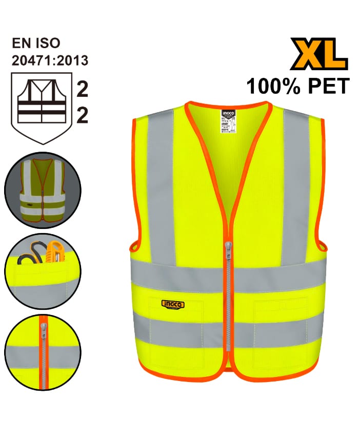 Chaleco Reflectivo Fluorescente Amarillo Talle XL Ingco RV83XL