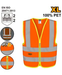 Chaleco Reflectivo Fluorescente Naranja Talle XL Ingco RV82XL