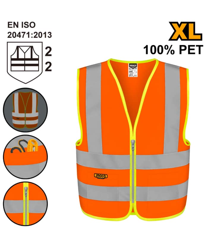 Chaleco Reflectivo Fluorescente Naranja Talle XL Ingco RV82XL