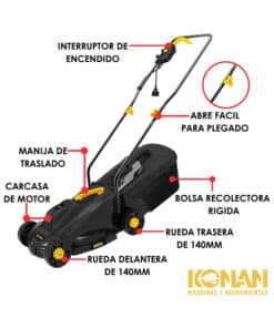 Alternative view of Cortadora de Pasto Césped Eléctrica 1400W Konan KCC1400E