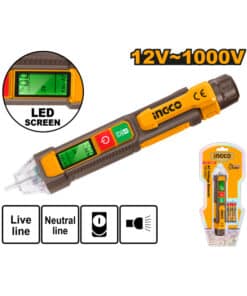 Buscapolo Por Inducción Detector De Voltaje Inductivo  Digital CA LED 12V-1000V Alarma Sonora Ingco Naranja/Amarillo VD210003