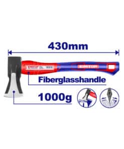 Hacha de Partir Cabo de Fibra 1000grs Emtop Rojo/Azul EHAMAF0101
