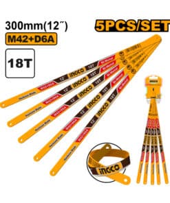 Hoja Sierra Bimetálica Para Arco 300mm 12" 18 Dientes x 5pzs Ingco HSBKT12185